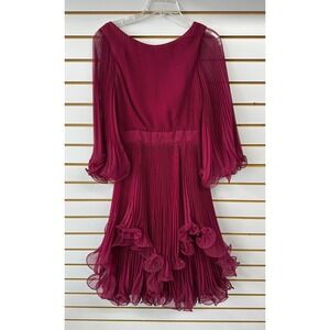 60s Vintage Dress Miss Elliette Medium Wine Fluttery Chiffon Cocktail Party 1960